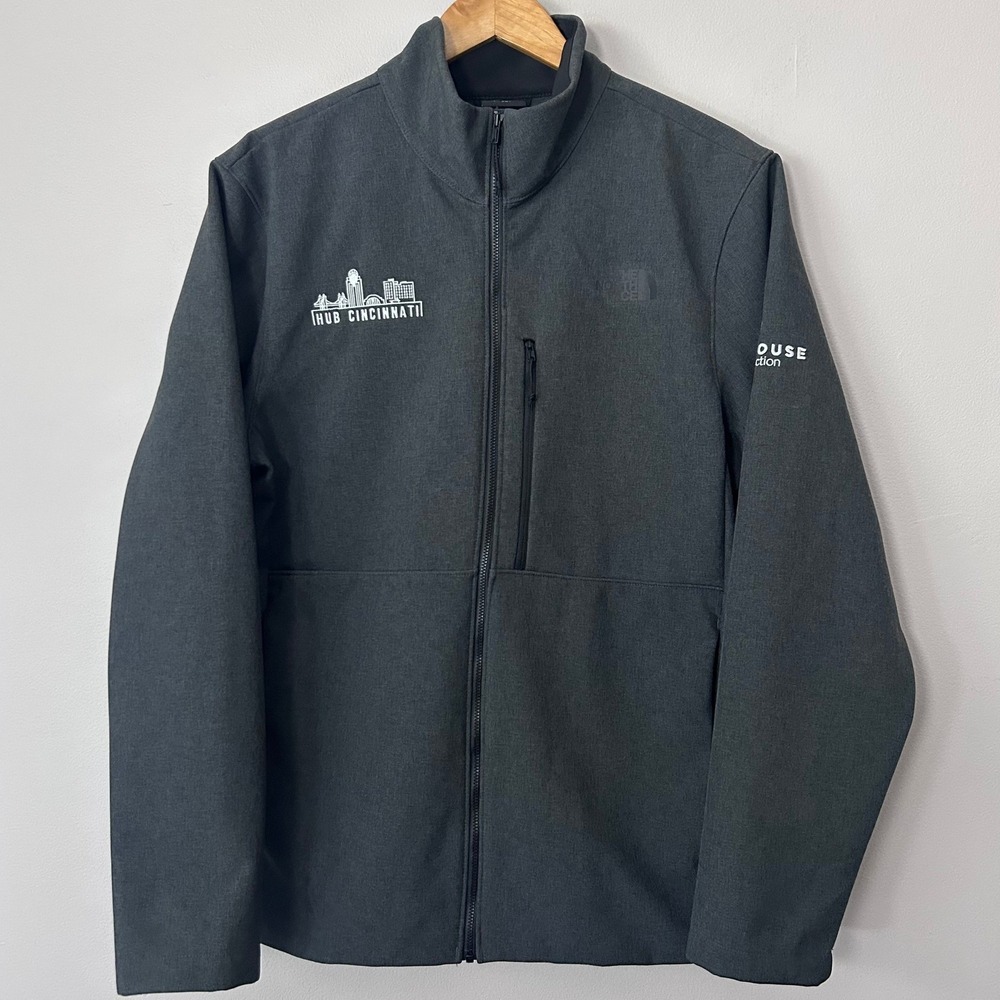 The North Face Apex Bionic Jacket Mens L Gray Softshell Windproof Hiking Outdoor